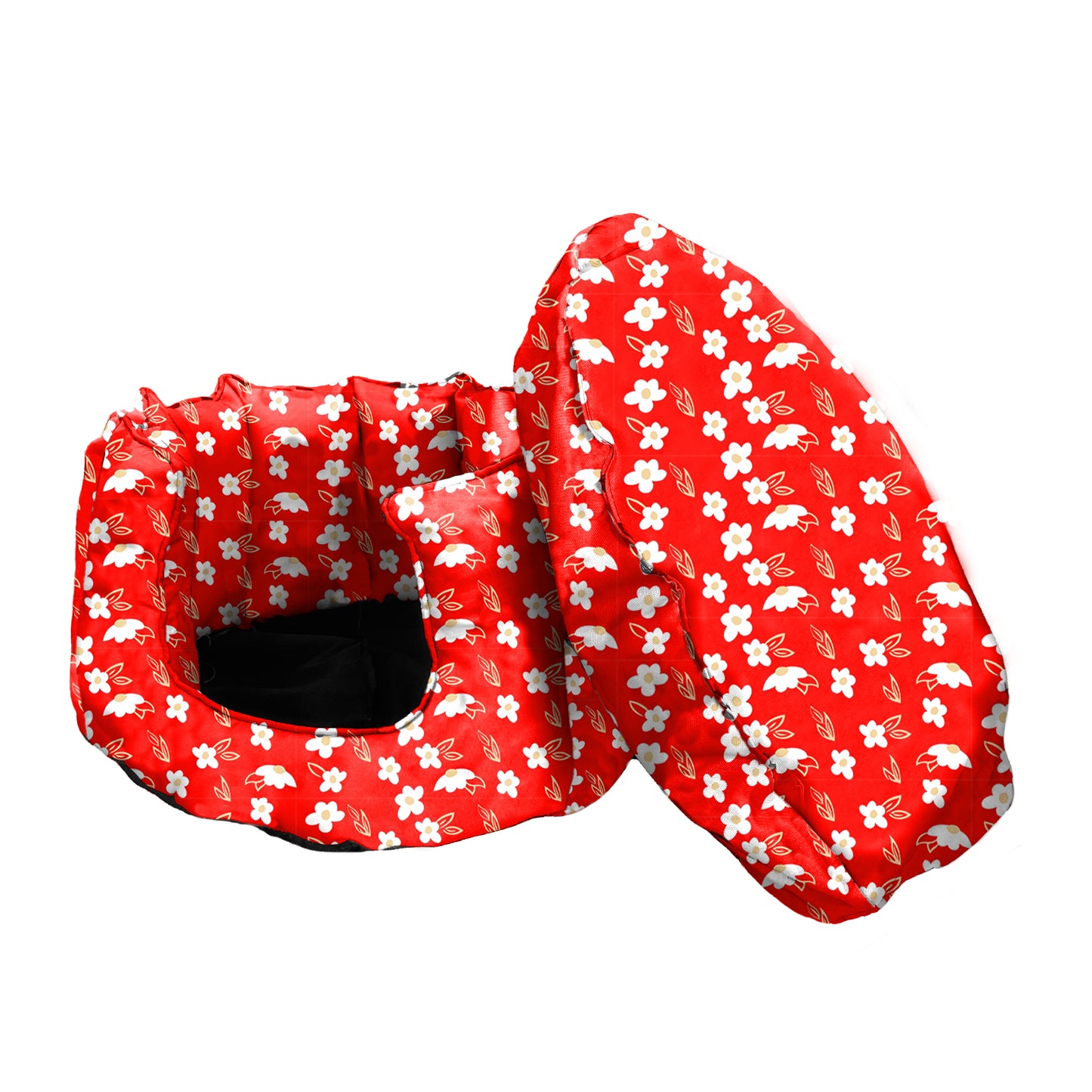 Red Ultra-Comfort Plush Lounger with Anti-Slip Base Dog Bed