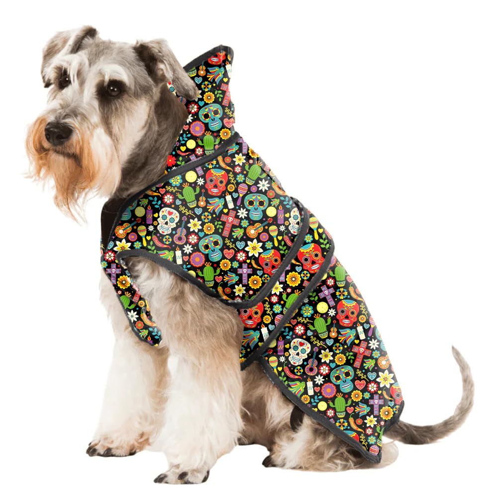 Black Multicolor Printed Super Soft Warm Dog/Cat Winter Jacket