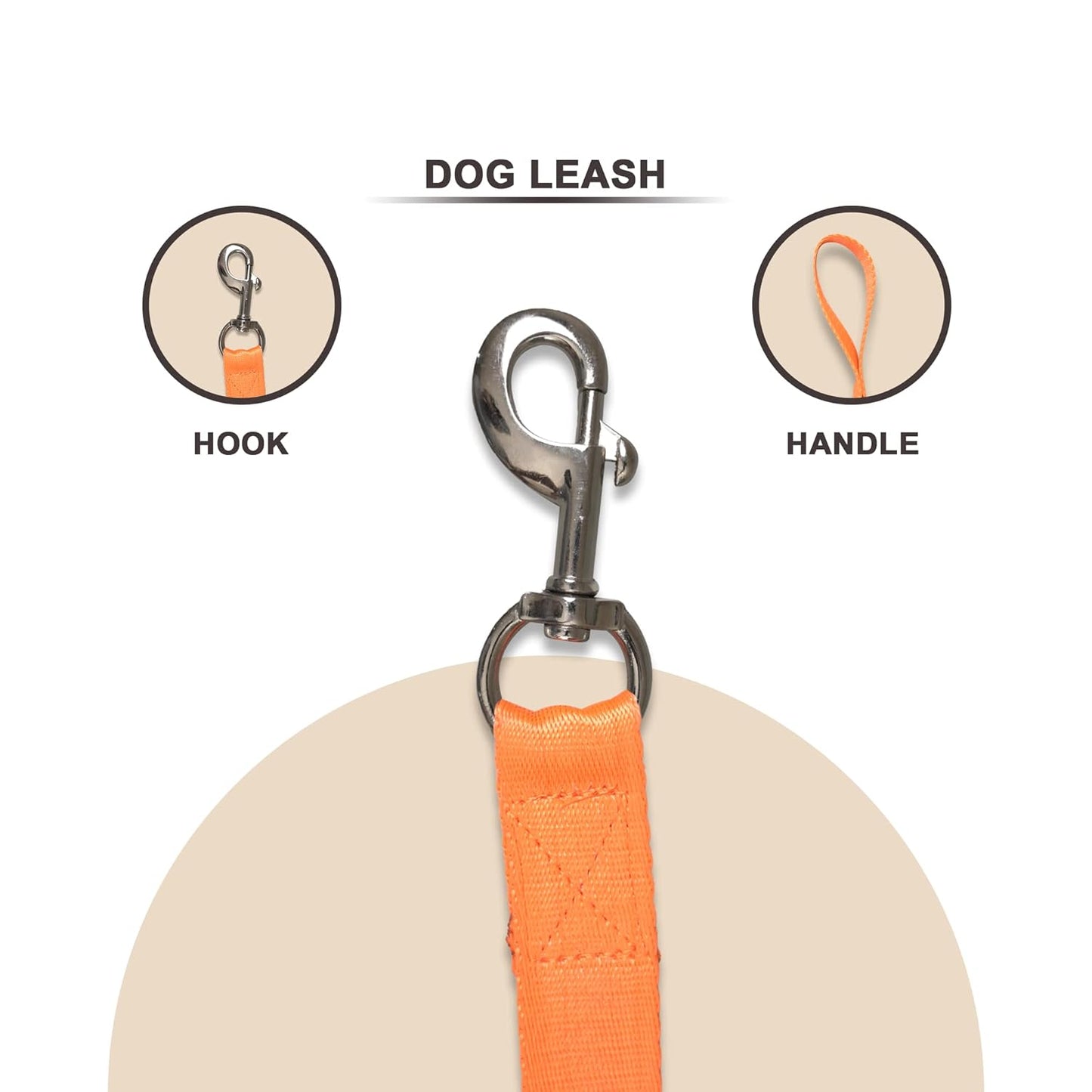 Orange Collar and Leash Dog Set