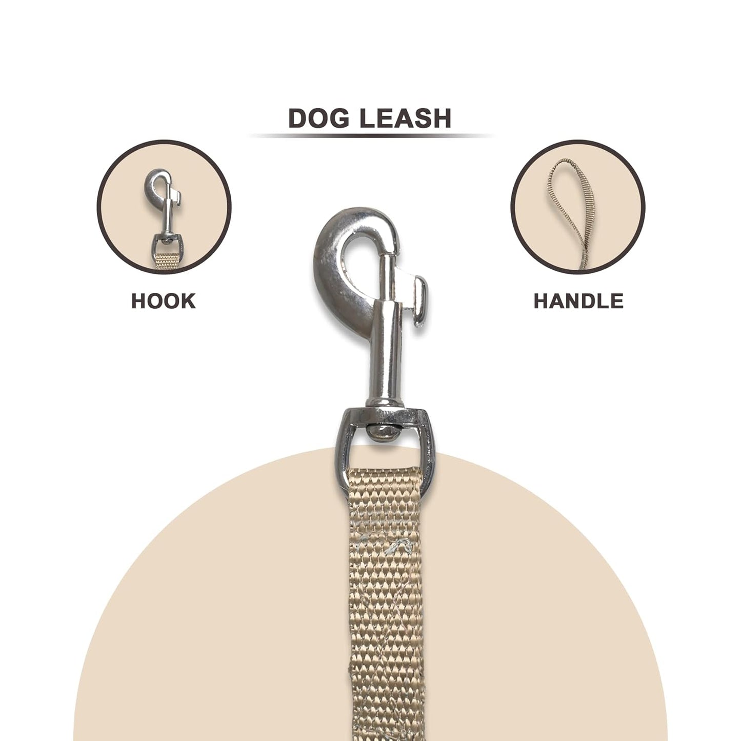 Golden Trendy Nylon Leash with Strong Metallic Hook for Dogs