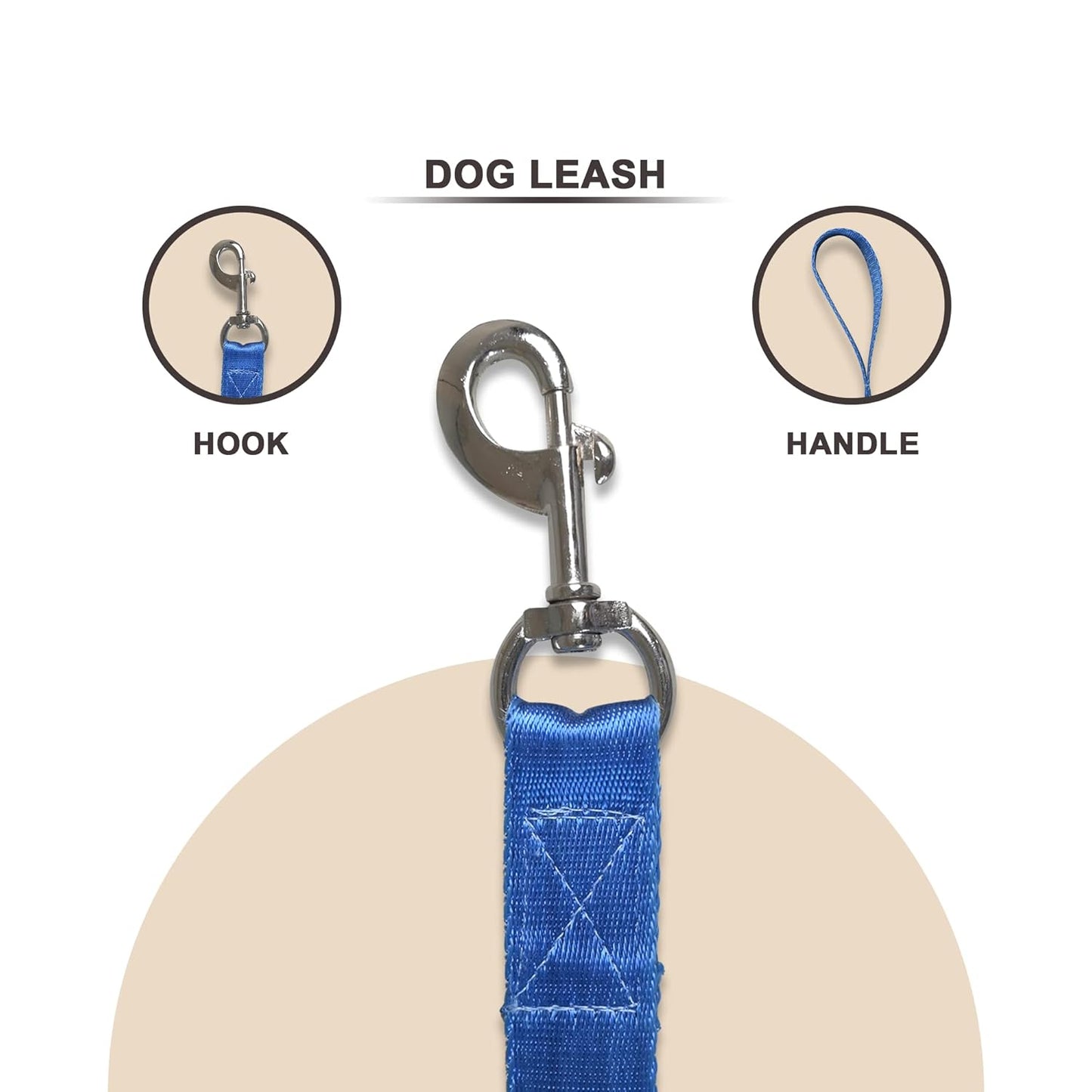 Blue Trendy Nylon Leash with Strong Metallic Hook for Dogs