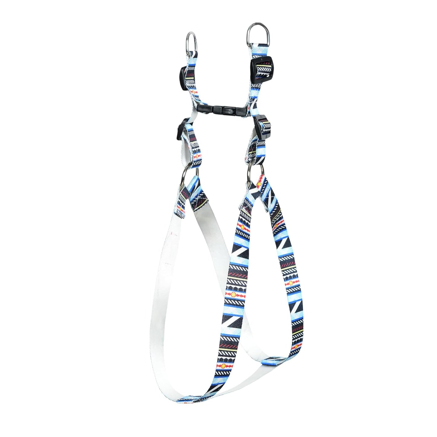 Blue White Mix Dog Collar, Leash & Harness Combo Set