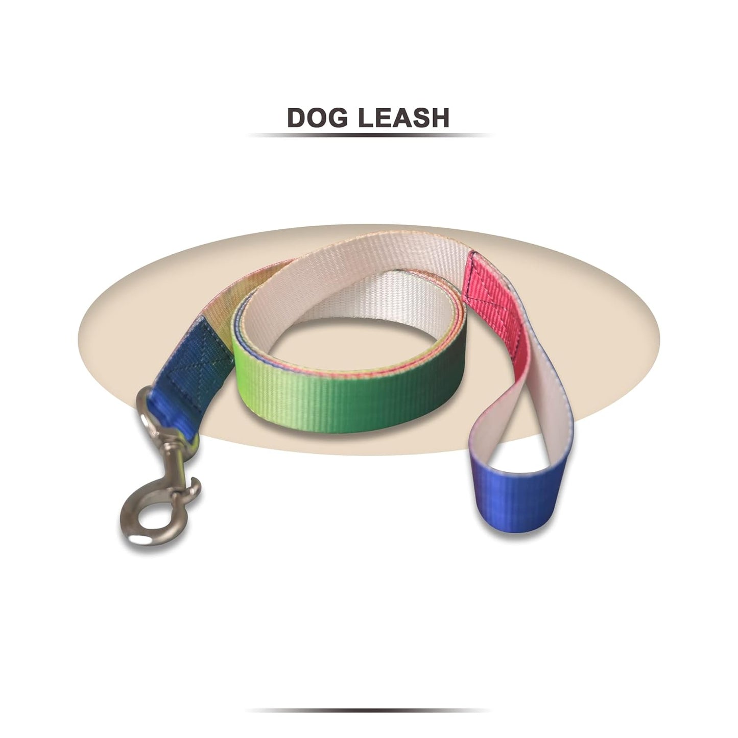 Tricolor Collar and Leash Dog Set