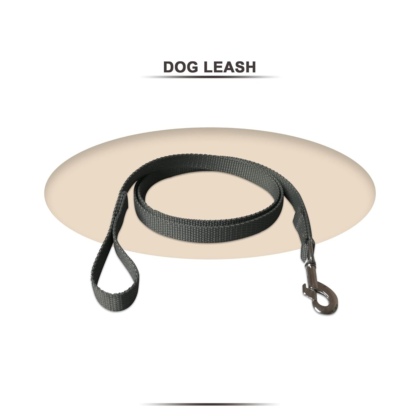 Dark Grey Trendy Nylon Leash with Strong Metallic Hook for Dogs