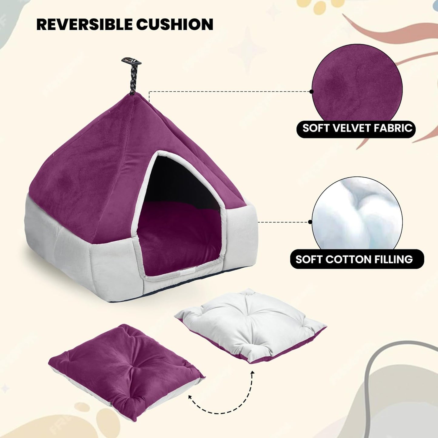 Purple Plush Bed for Cat and Puppy