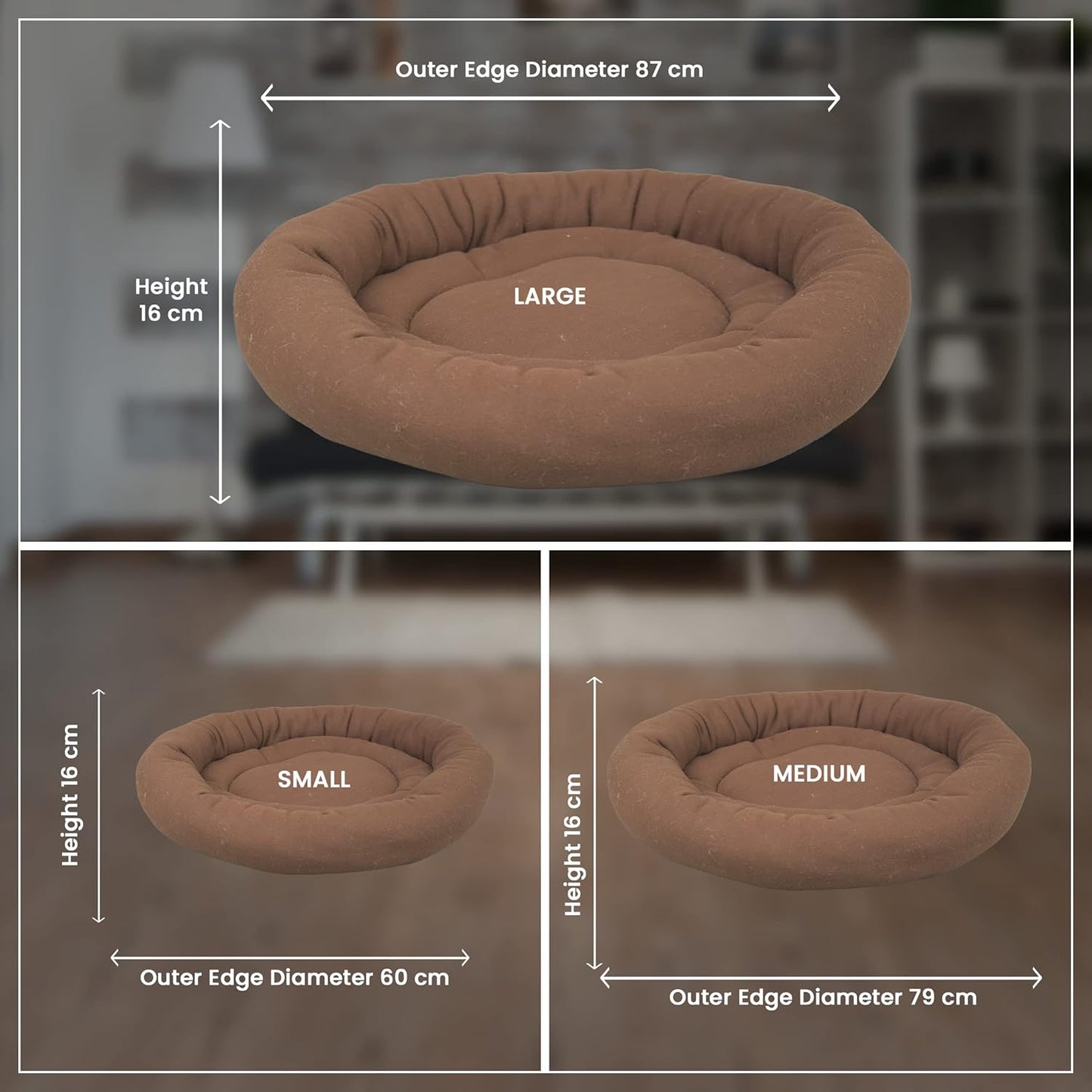 Brown Round Shape Dog Bed for Summer Season