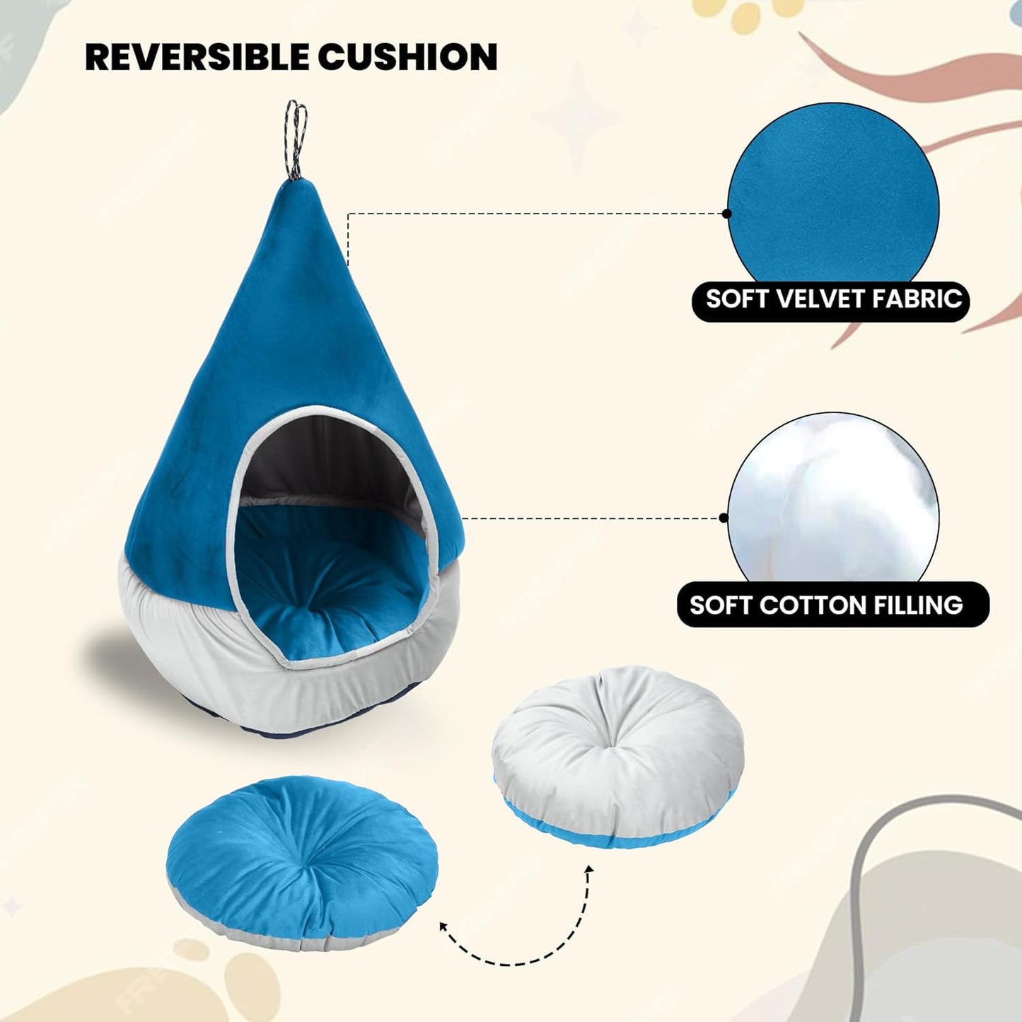 Sky Blue Plush Soft Cat and Puppy Bed