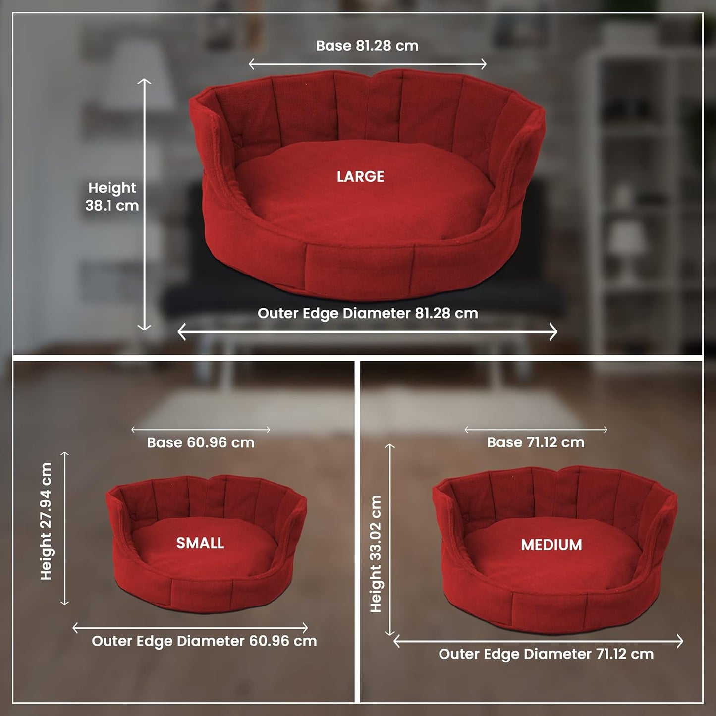 Red Round Shape Extra Soft and Orthopaedic Dog Bed