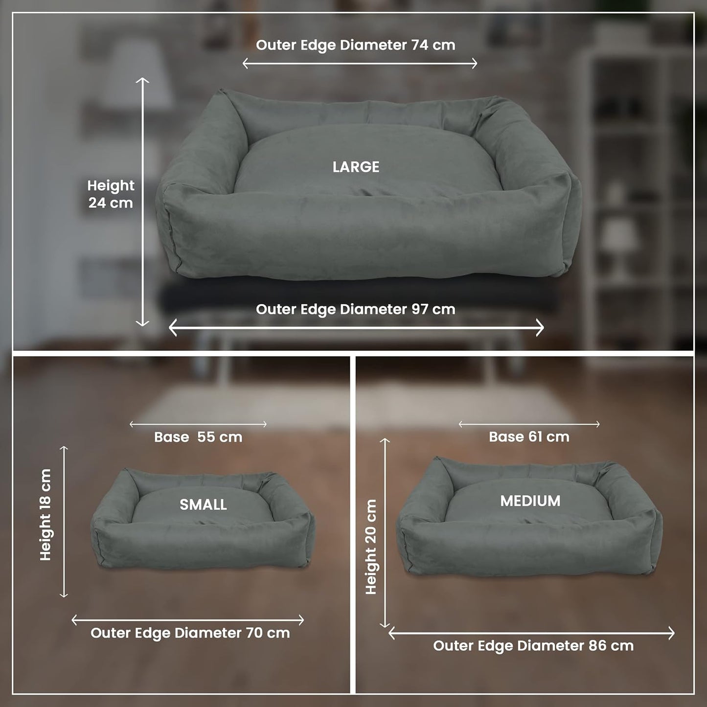 Grey Rectangle Shape Summer Season Dog Bed