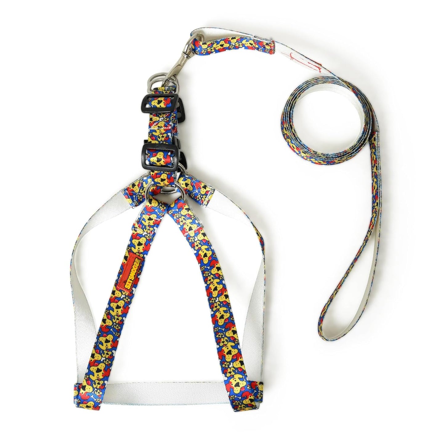 Blue Red Mix Dog Collar, Leash & Harness Combo Set