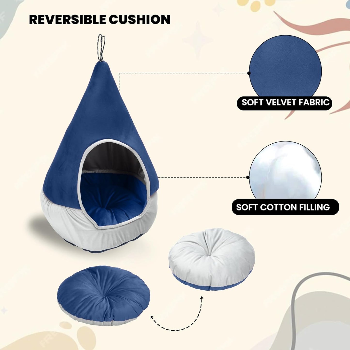 Blue Plush Soft Cat and Puppy Bed