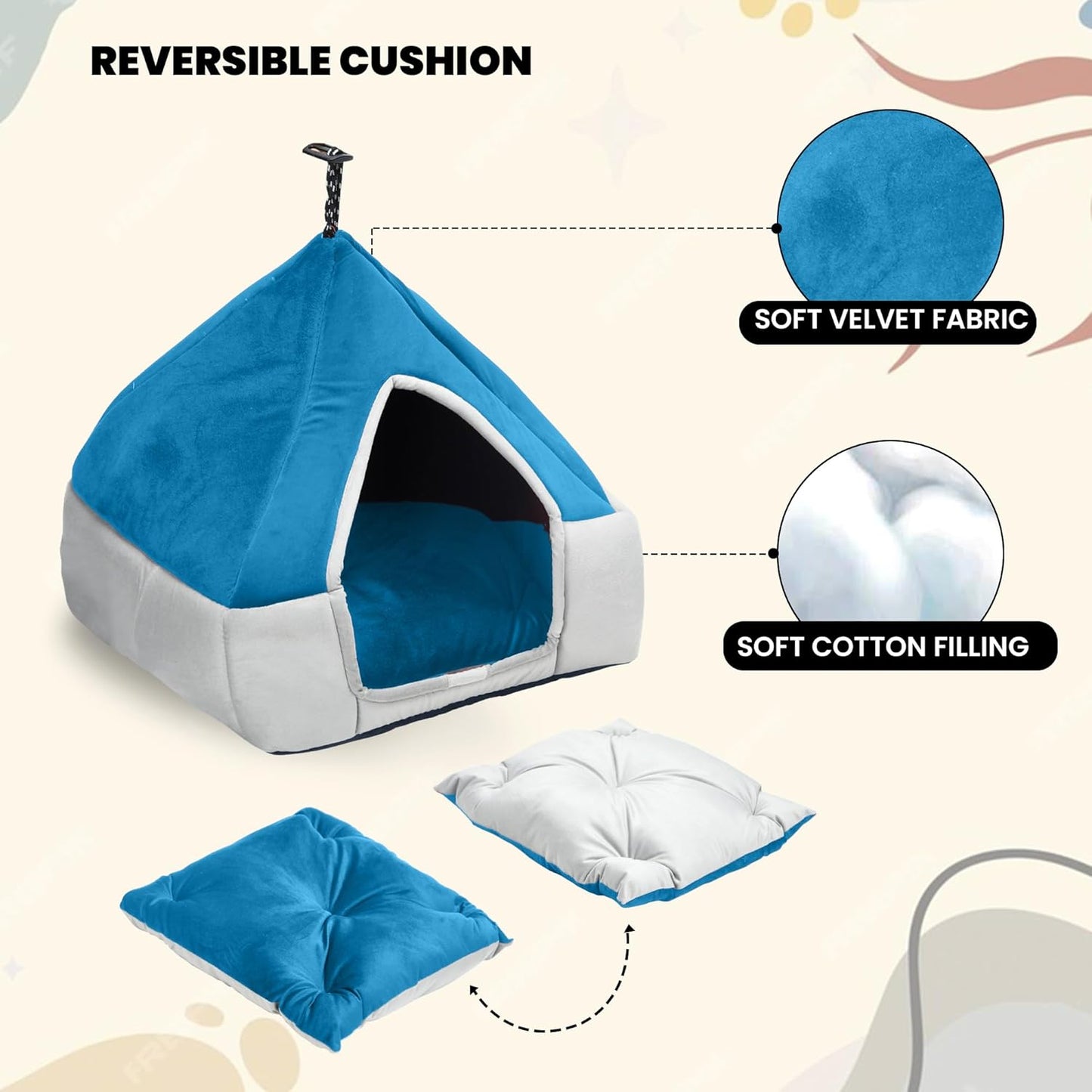Sky Blue Plush Bed for Cat and Puppy