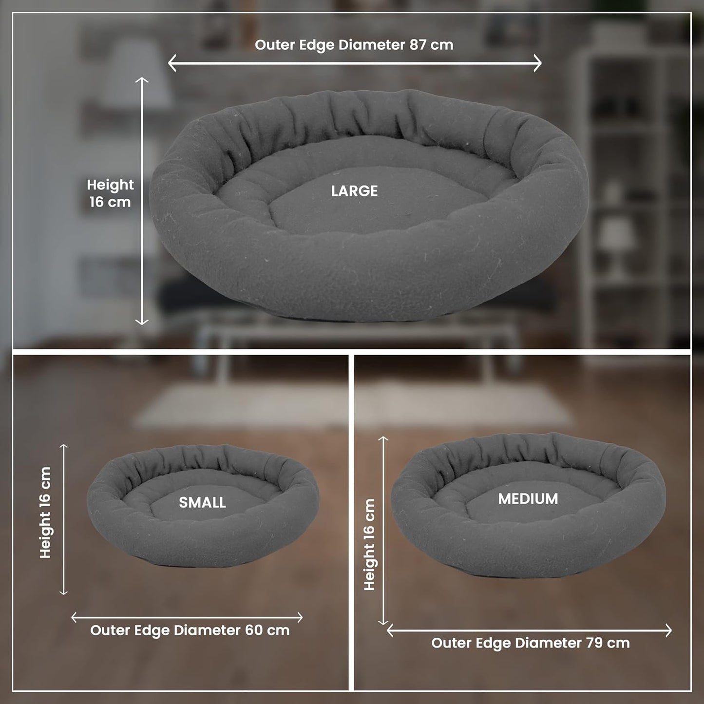 Grey Round Shape Dog Bed for Summer Season