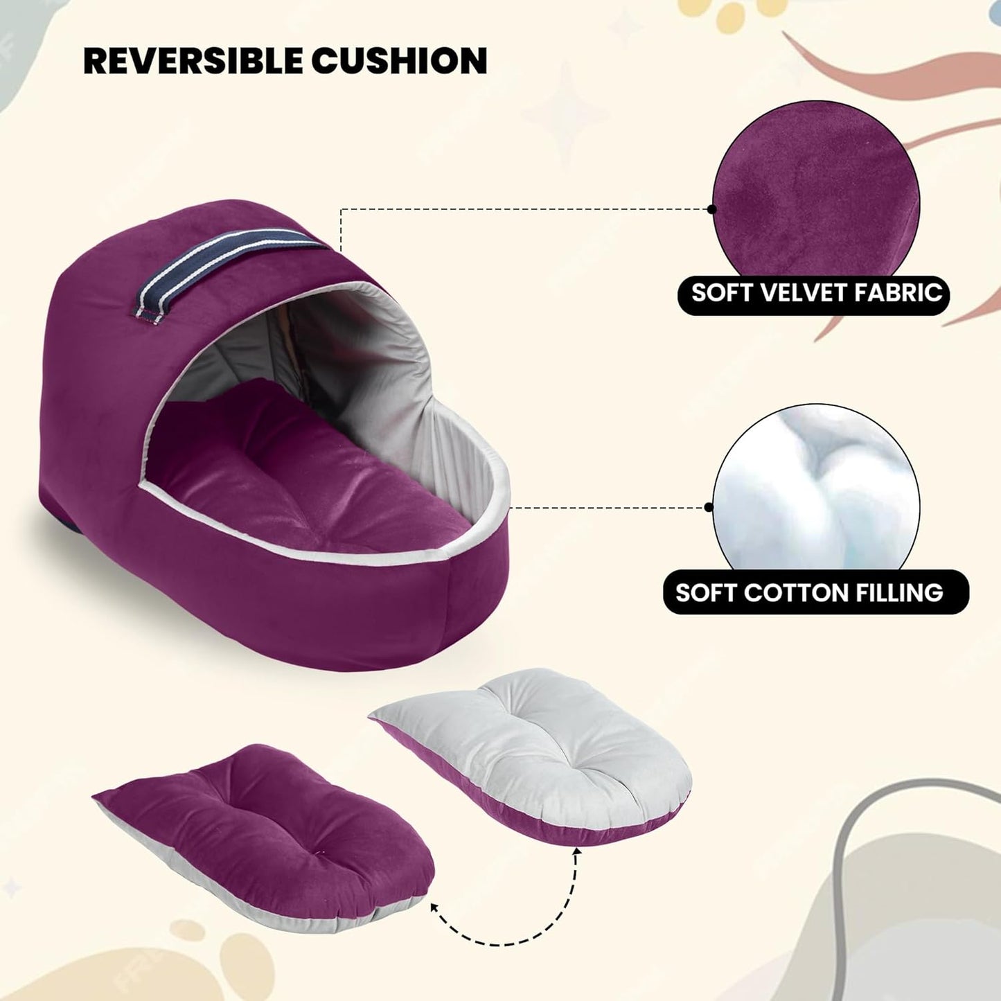 Purple Plush Pet Bed for Cat and Puppy