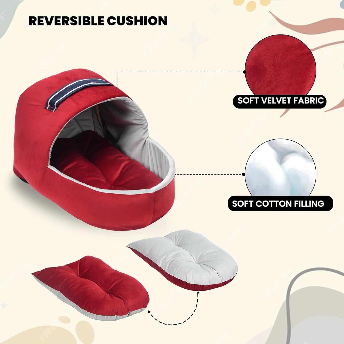 Red Plush Pet Bed for Cat and Puppy