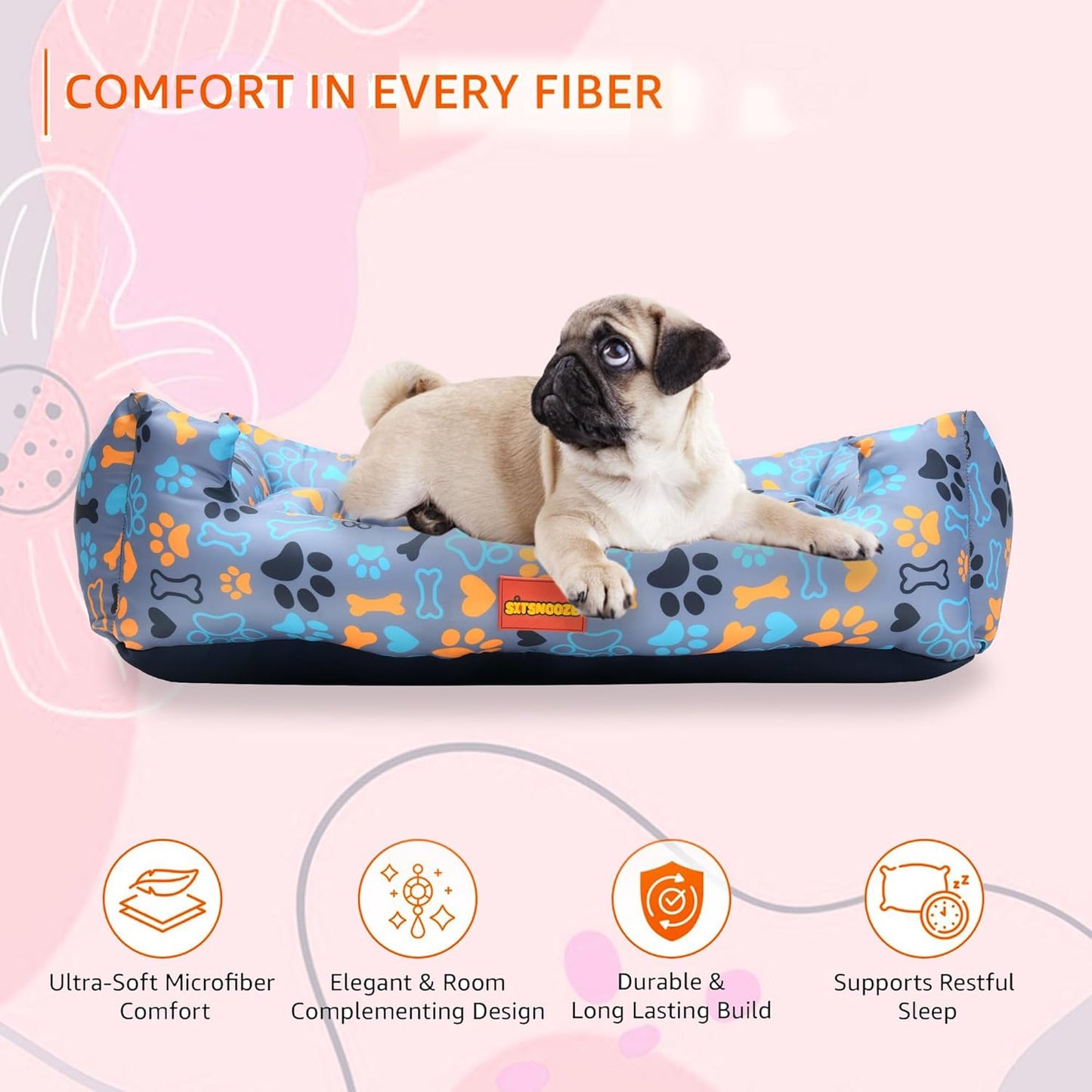 Blue Plush Lounger Dog and Cat Bed