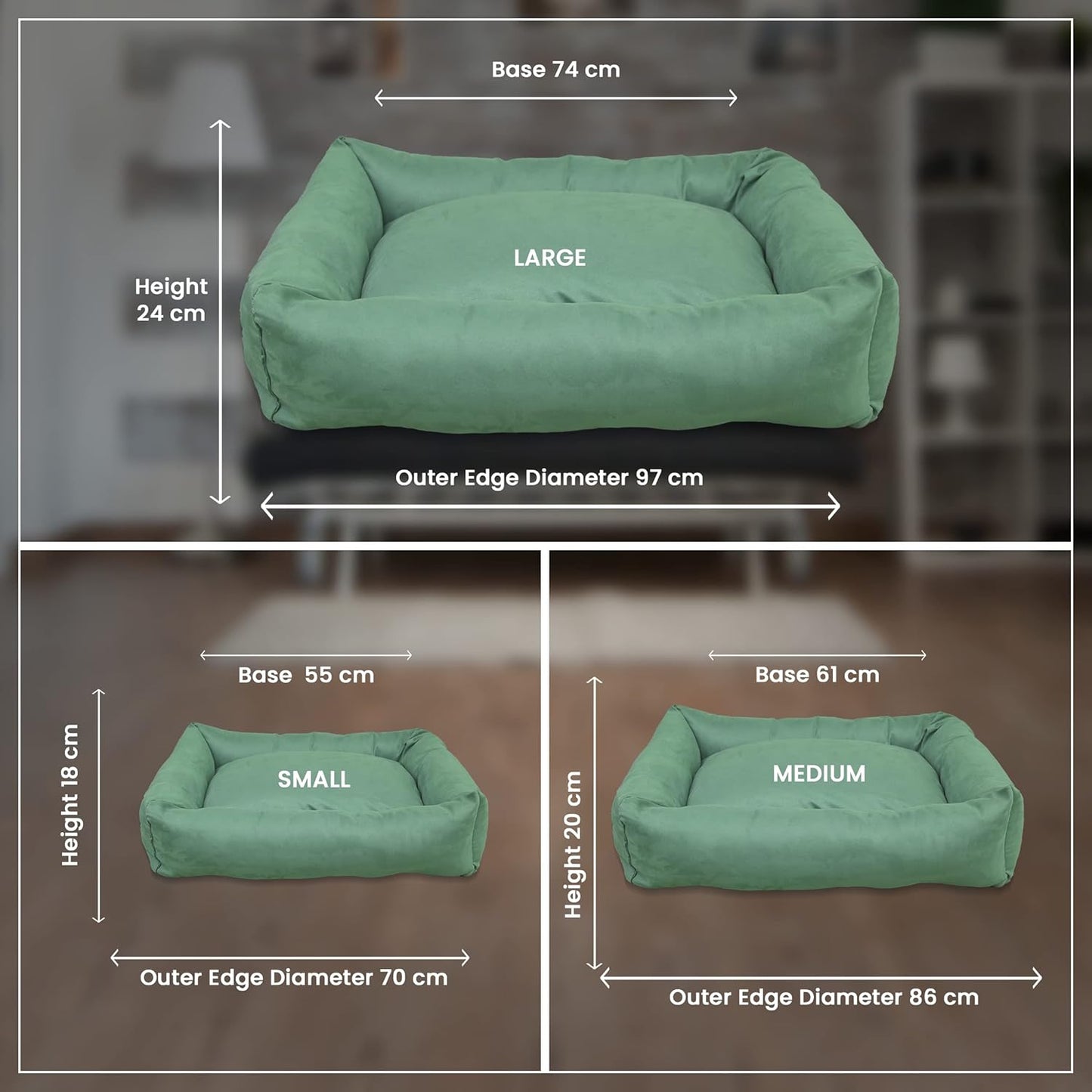 Green Rectangle Shape Summer Season Dog Bed