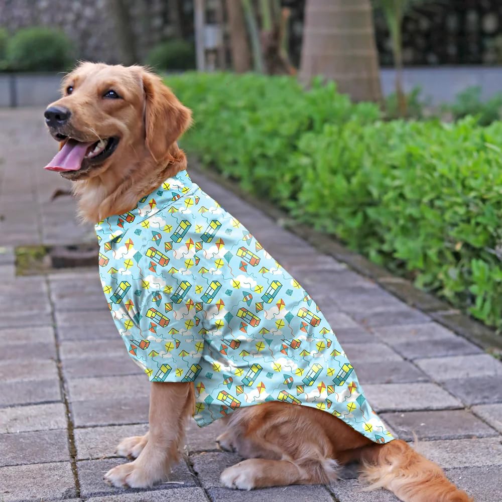 Sky Blue Printed Velvet Shirt for Dog | Soft and Warm