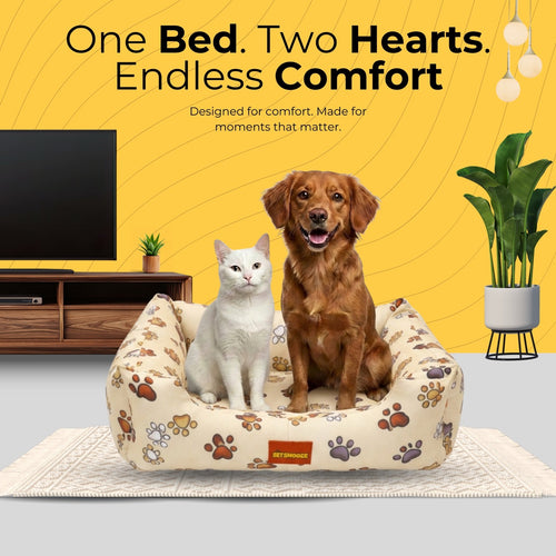 ComfortNest Honey Paw Print Bed