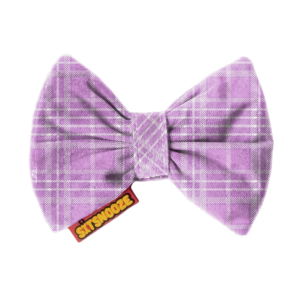 Lavender Plaid Printed Bow Tie