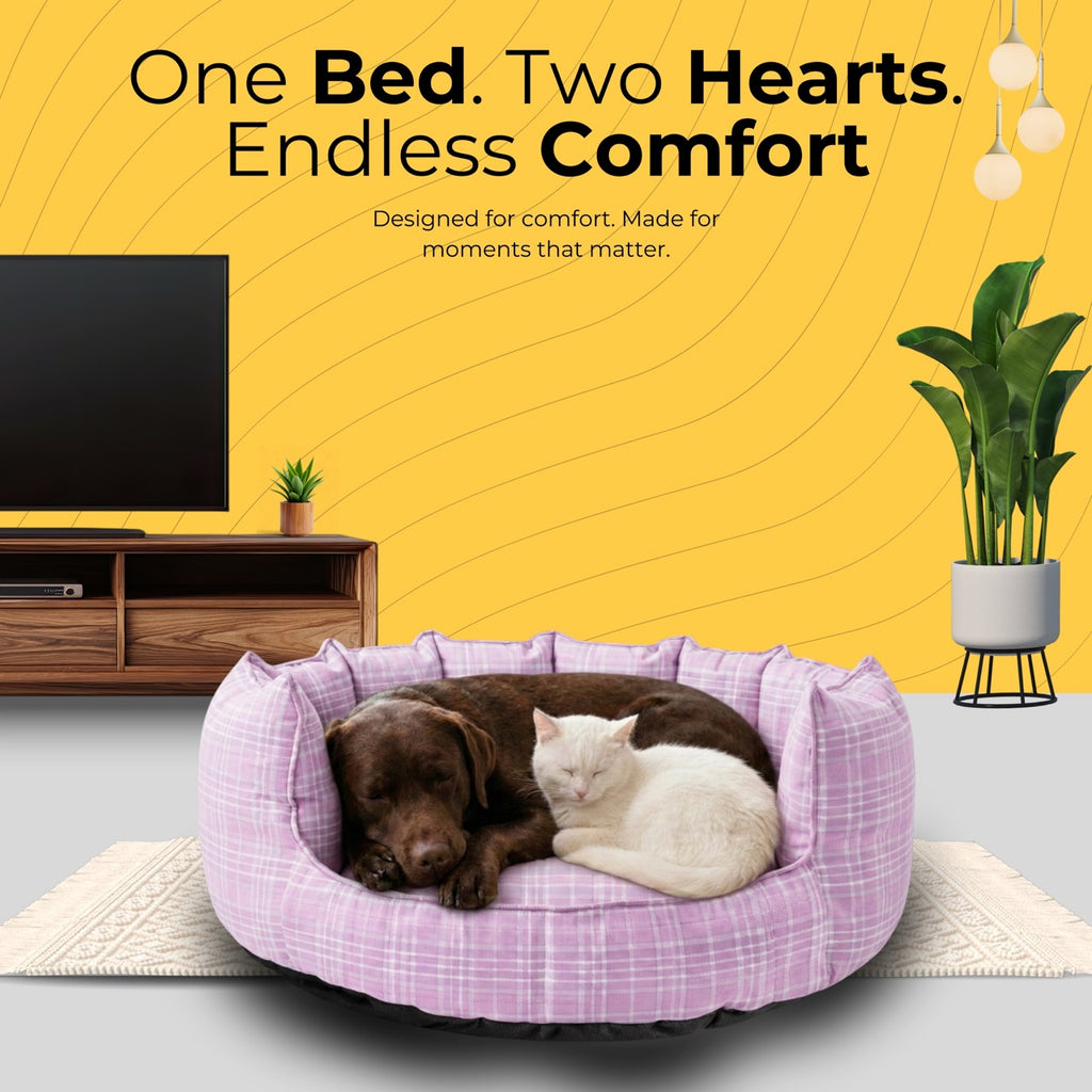 SnoozeSofa Lilac Check Print Bed