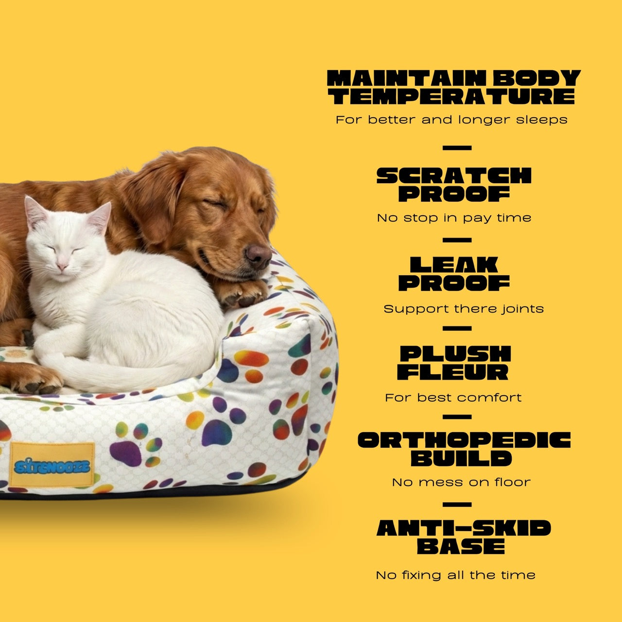 ComfortNest Rainbow Paw Print Bed