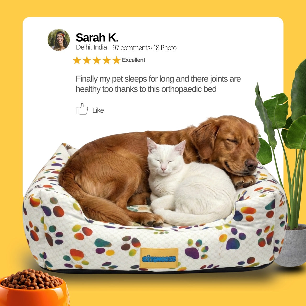 ComfortNest Rainbow Paw Print Bed