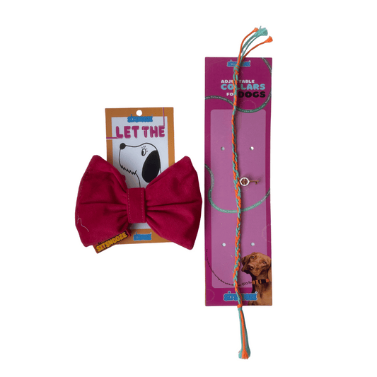 Pet Red Bow Tie & Rakhi Combo for Dogs & Cats | Raksha Bandhan Gift Set