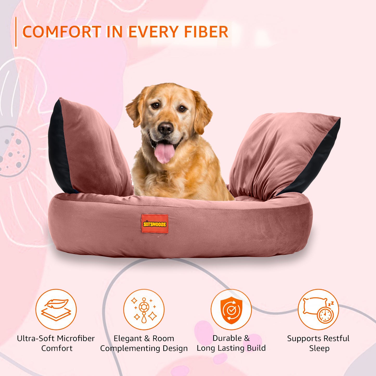 Brown Ultra Soft Rectangular Shape Side Raised Dog Bed