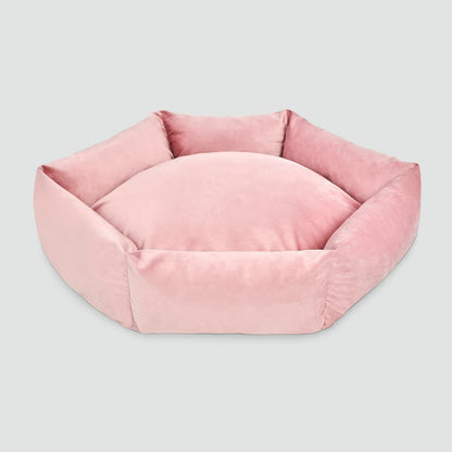 Pink Plush Hexagon Dog and Cat Bed