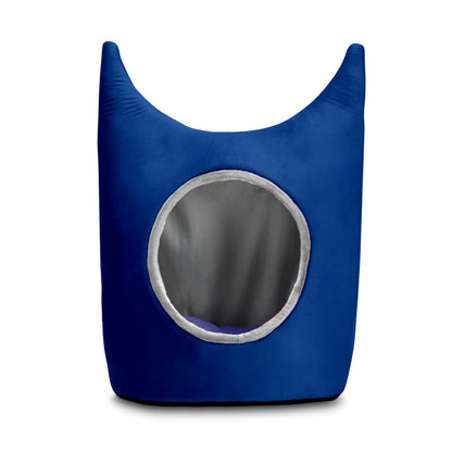 Blue Plush Solid Cat and Puppy Bed