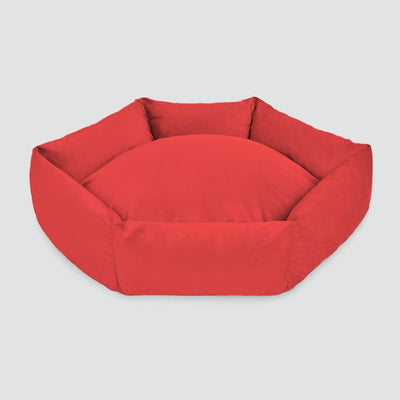 Red Plush Hexagon Dog and Cat Bed