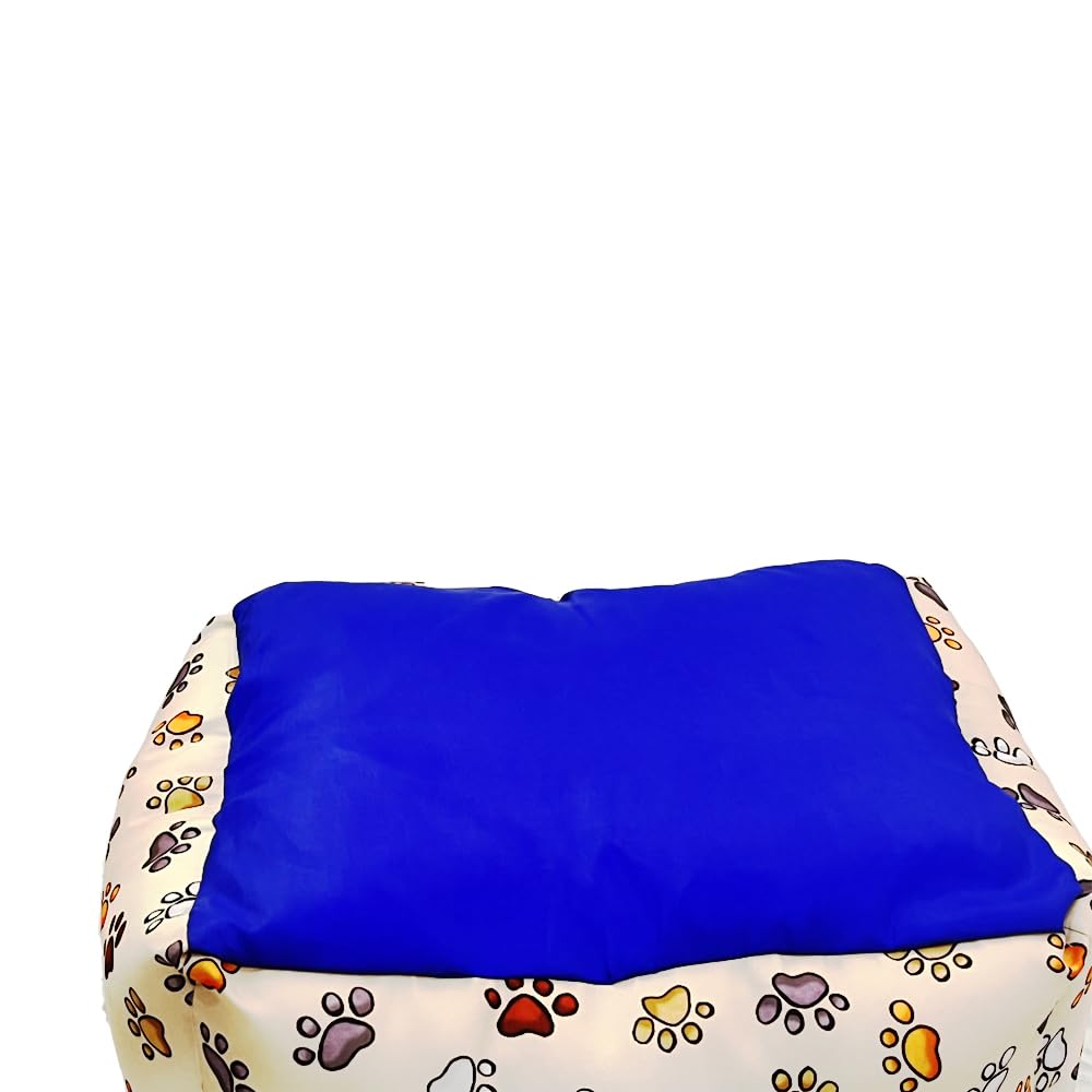 White Brown Printed Plush Lounger Dog and Cat Bed