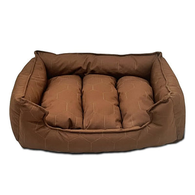 Brown Quilted Plush Lounger Dog and Cat Bed