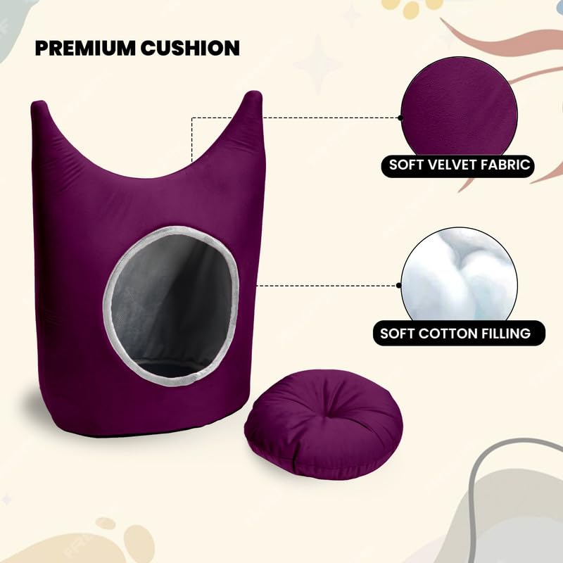 Purple Plush Solid Cat and Puppy Bed