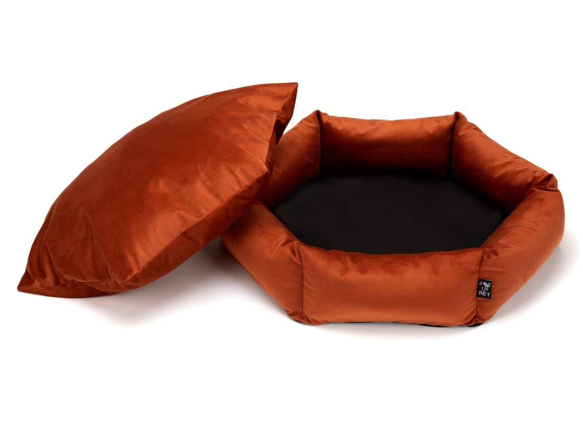 Orange Plush Hexagon Dog and Cat Bed