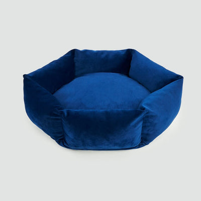 Blue Plush Hexagon Dog and Cat Bed