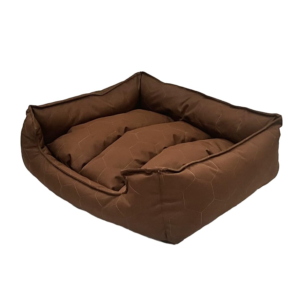 Brown Quilted Plush Lounger Dog and Cat Bed