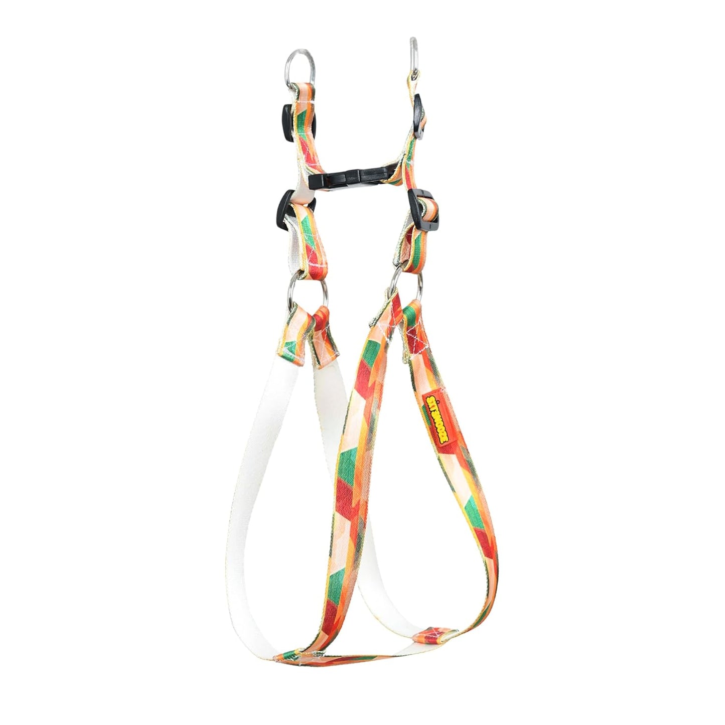 Orange Green Red Mix Dog Collar, Leash & Harness Combo Set