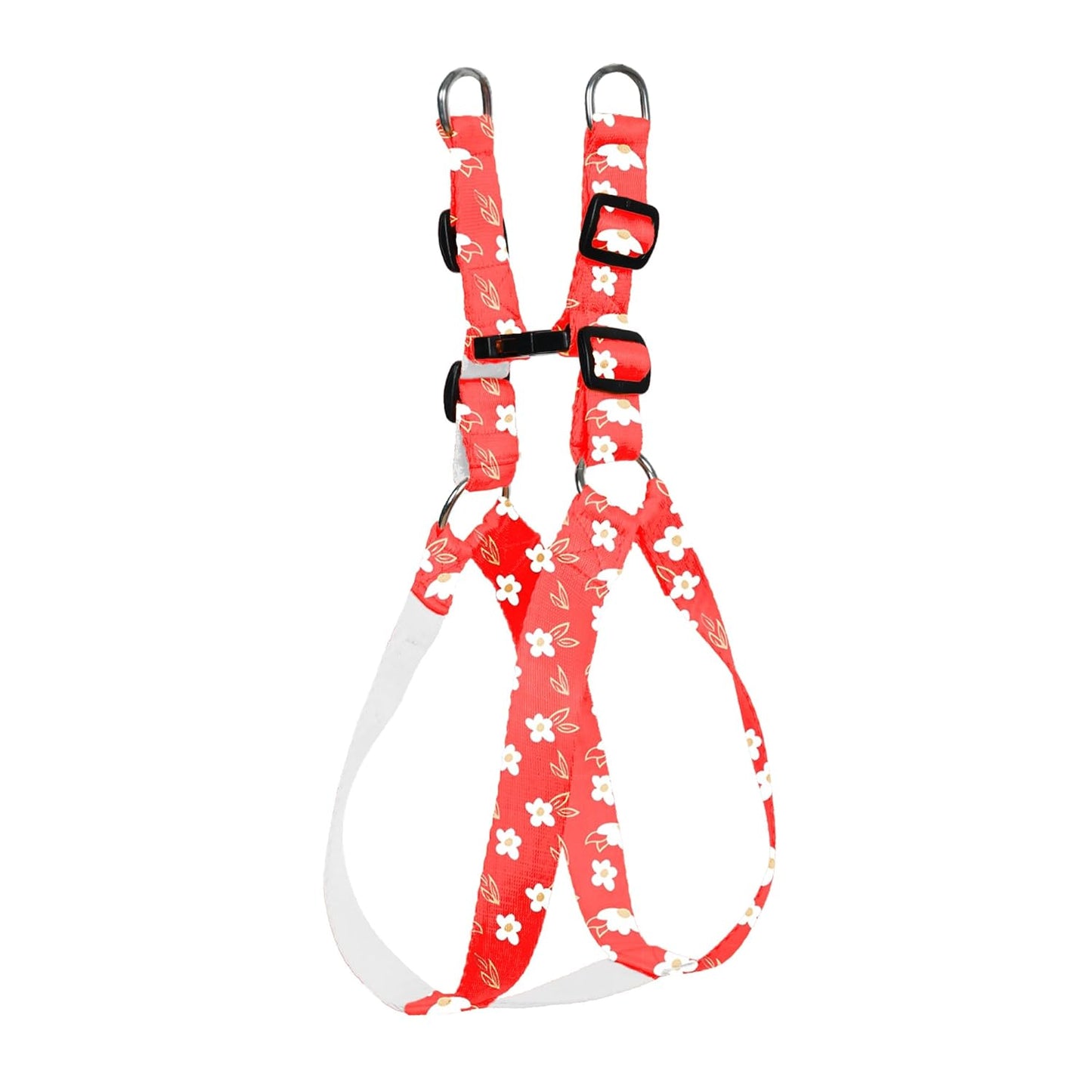 Red Printed Dog Collar, Leash & Harness Combo Set