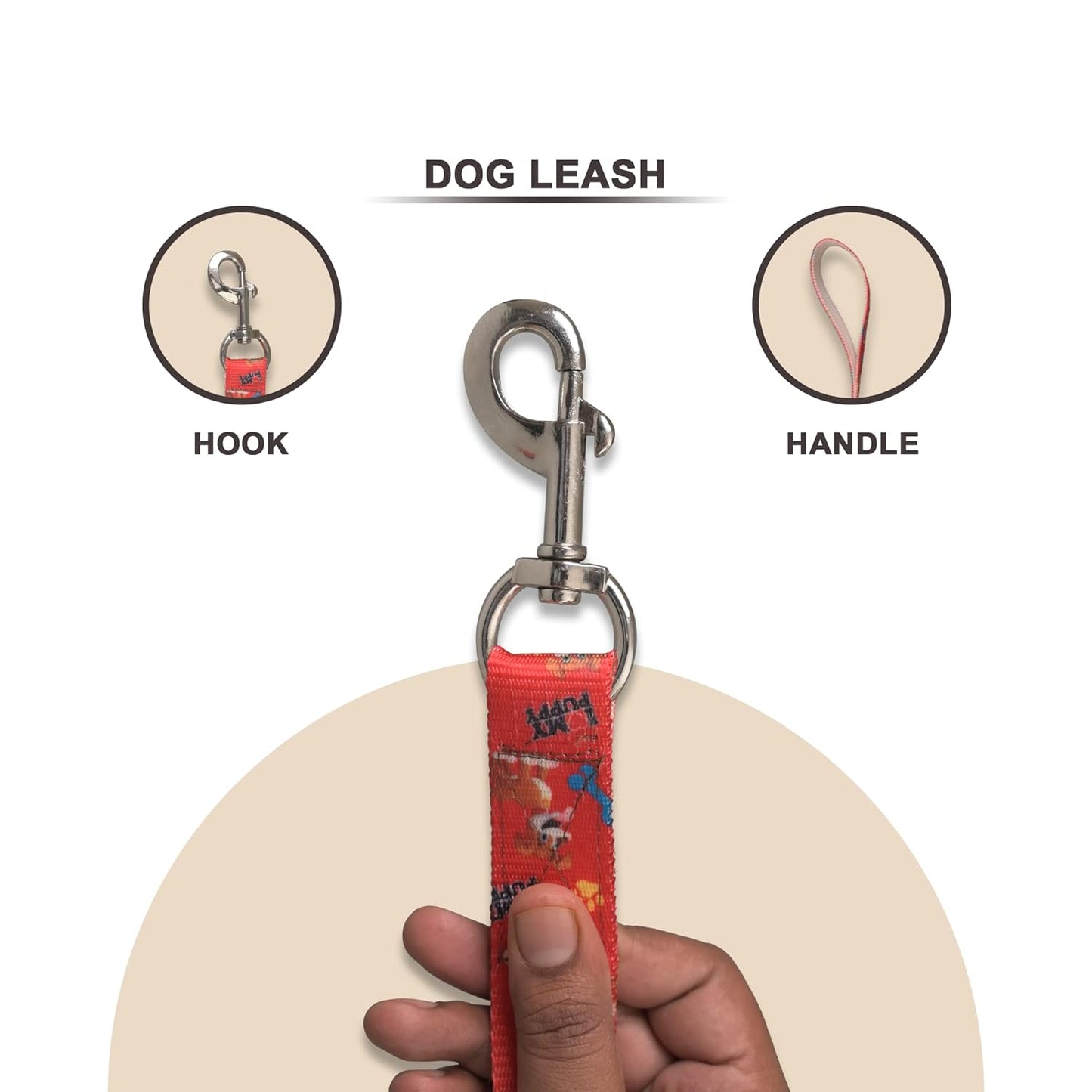 Red Mix Trendy Nylon Leash with Strong Metallic Hook for Dogs