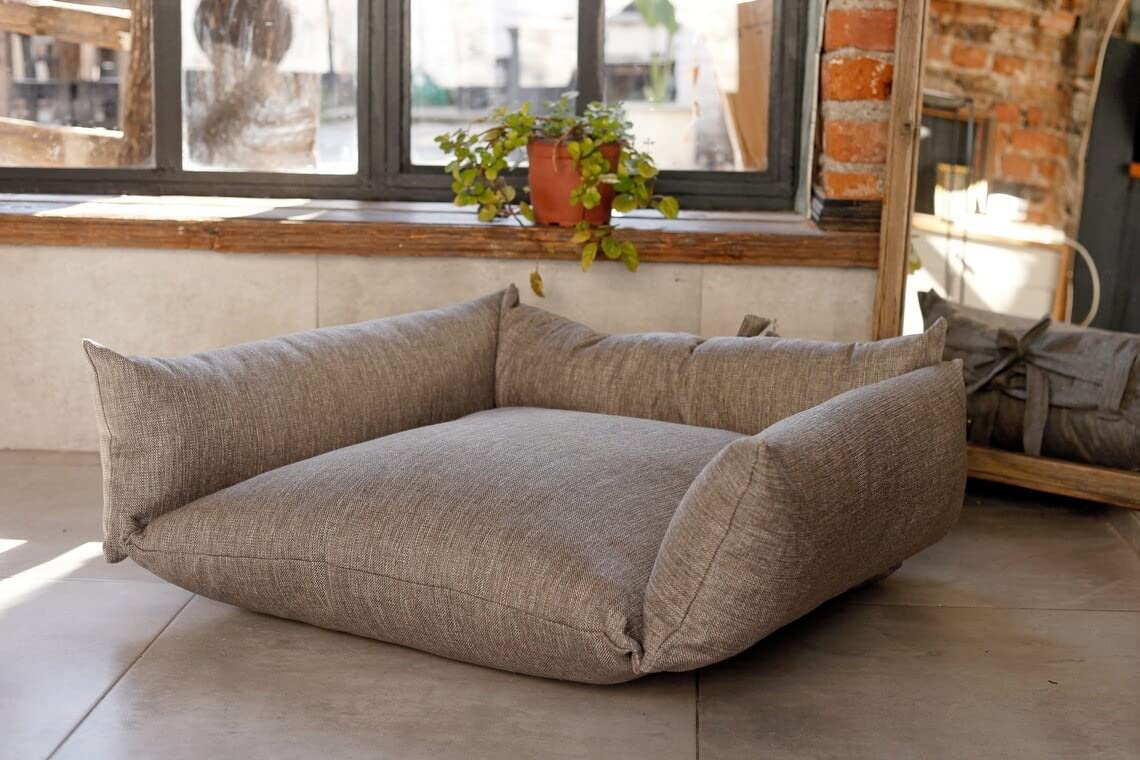 Grey Handmade Luxury and Orthopedic Dog Bed