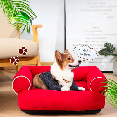 Red Bolster Comfortable and Breathable Pet Sofa Bed