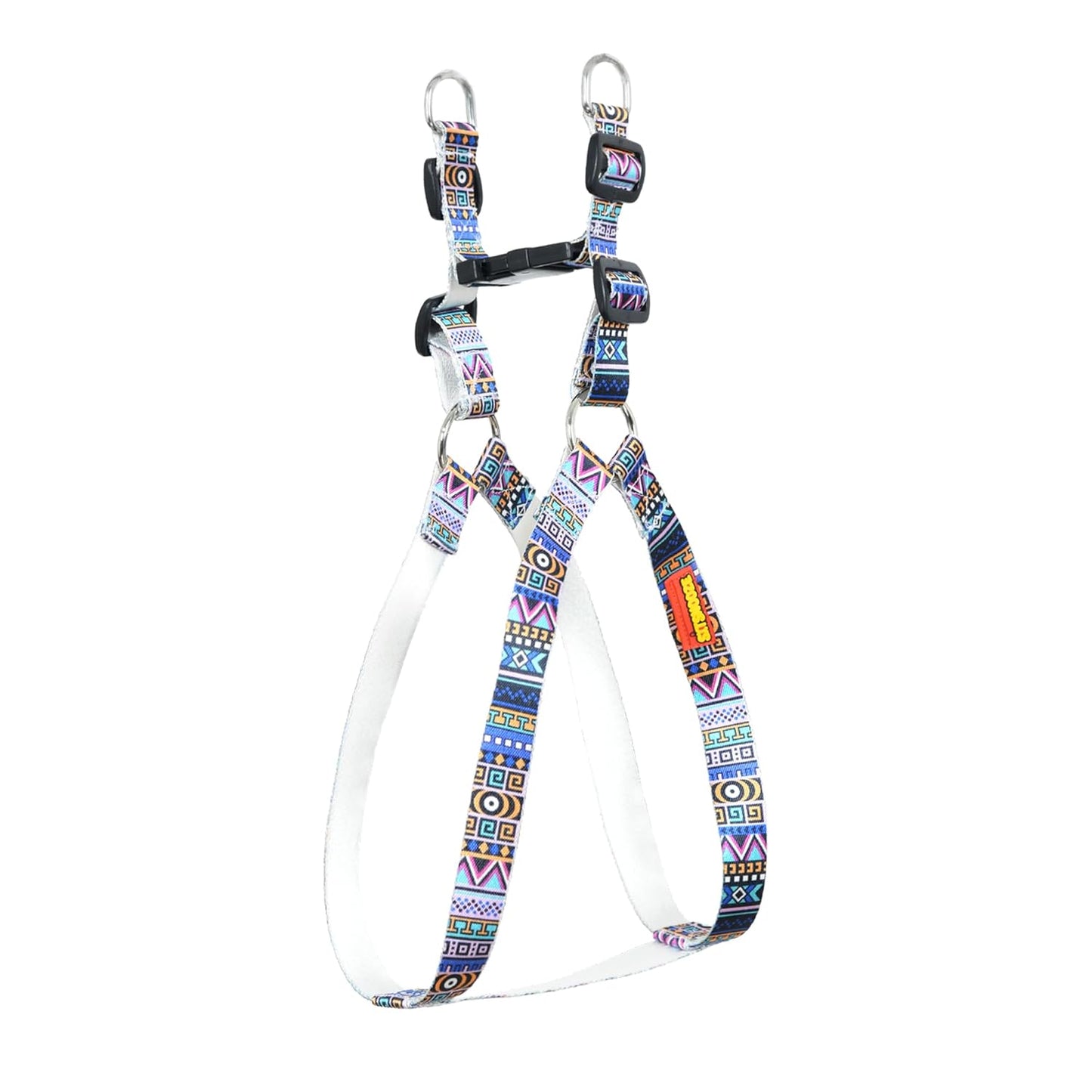 Blue White Pink Mix Dog Collar, Leash & Harness Combo Set