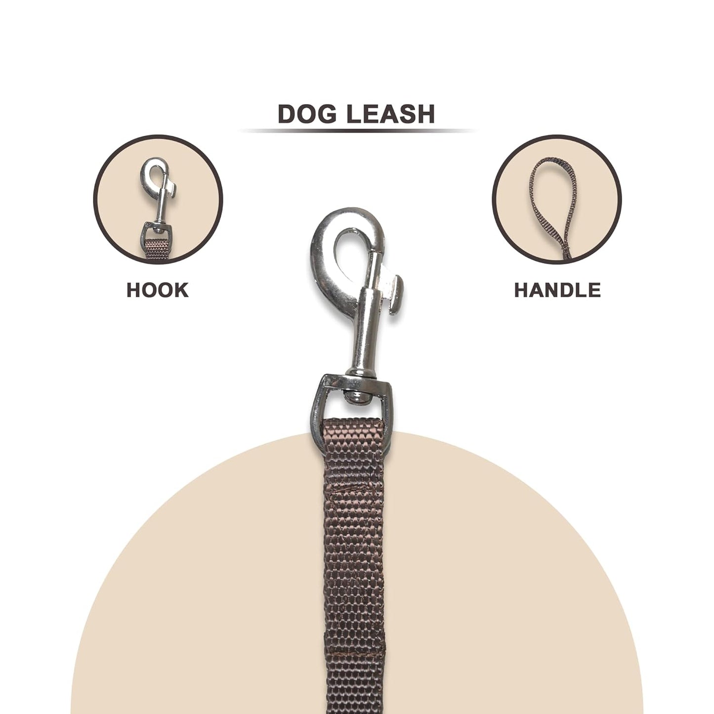Copper Trendy Nylon Leash with Strong Metallic Hook for Dogs
