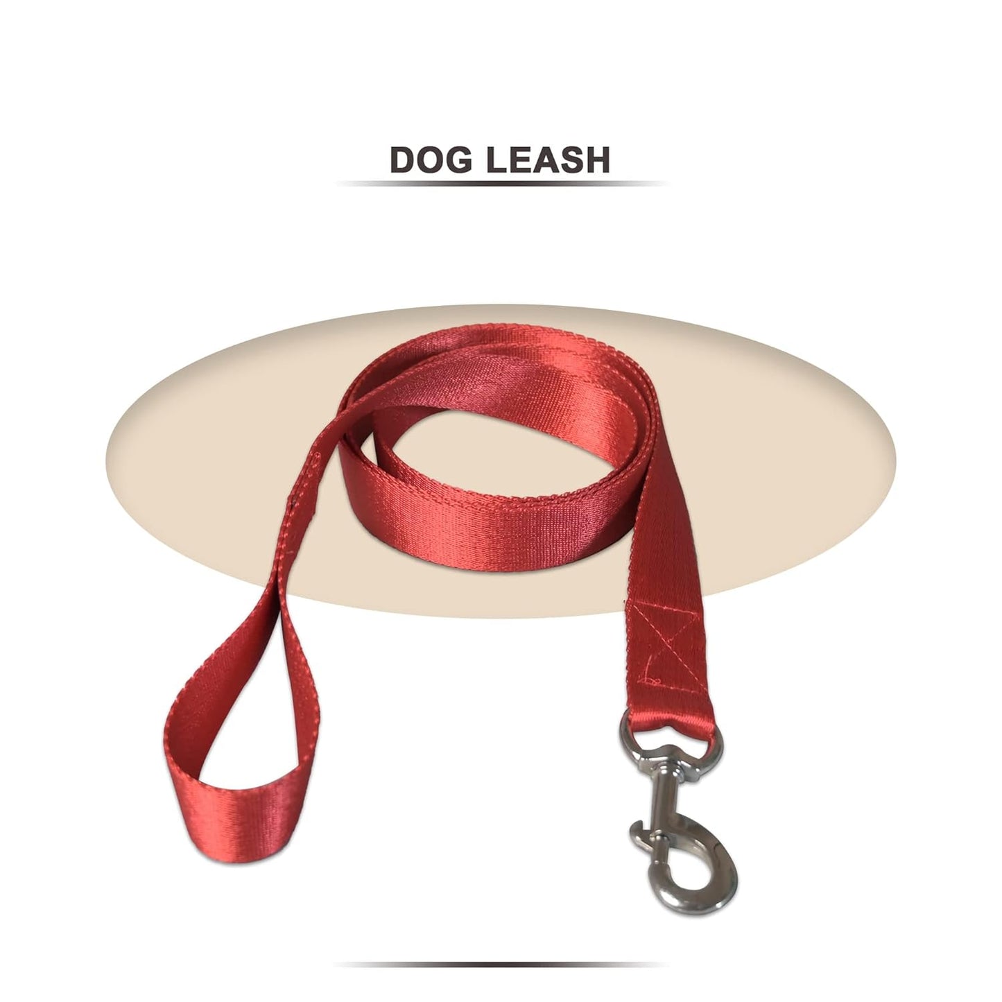 Dark Red Collar and Leash Dog Set