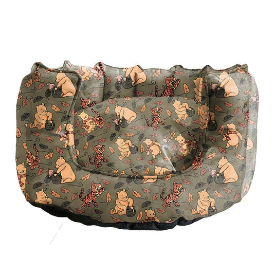 Khaki Ultra-Comfort Plush Lounger with Anti-Slip Base Dog Bed