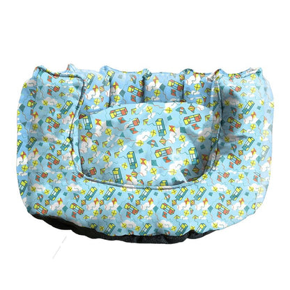 Ultramarine Green Ultra-Comfort Plush Lounger with Anti-Slip Base Dog Bed