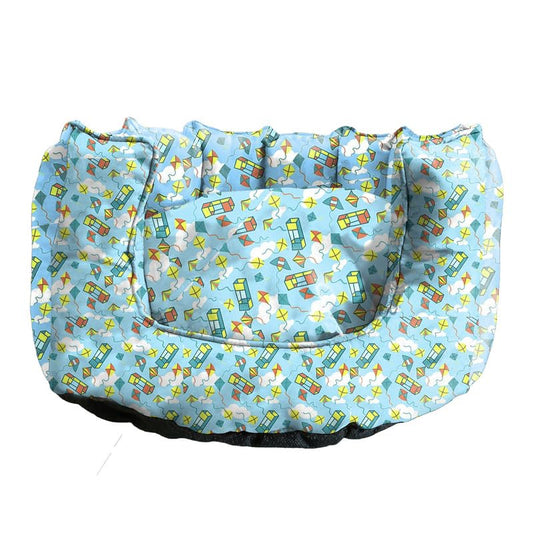 Ultramarine Green Ultra-Comfort Plush Lounger with Anti-Slip Base Dog Bed