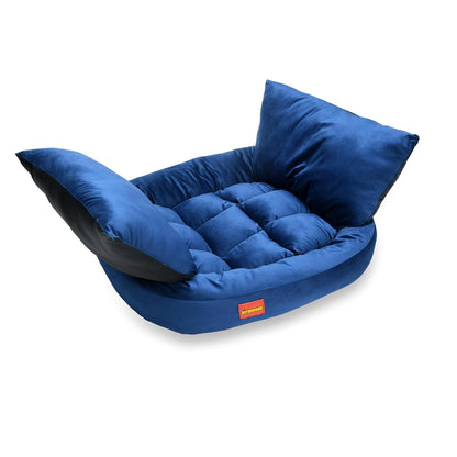 Blue Ultra Soft Rectangular Shape Side Raised Dog Bed
